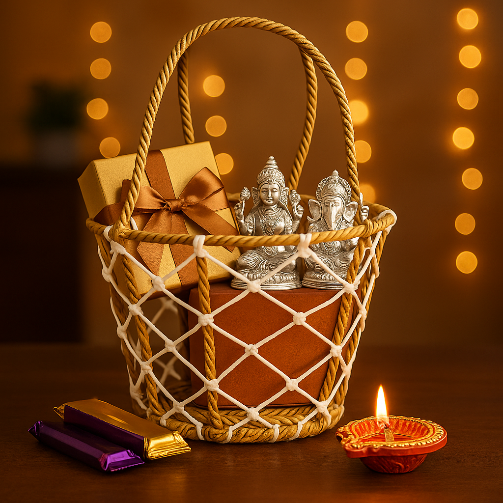 Handcrafted Rope Basket with Handle – Empty Festive Hamper Base