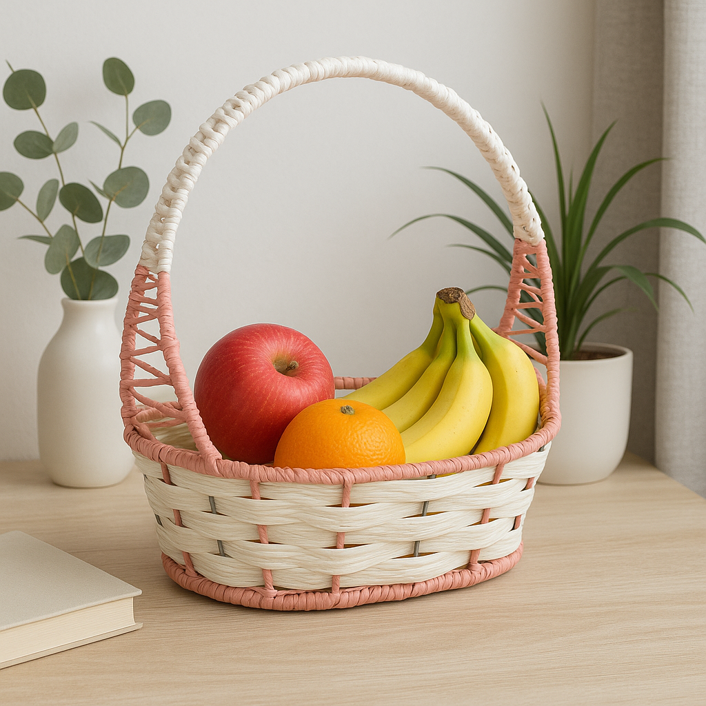 Handcrafted Festive Basket with Handle – Empty Hamper Base for Gifting & Storage