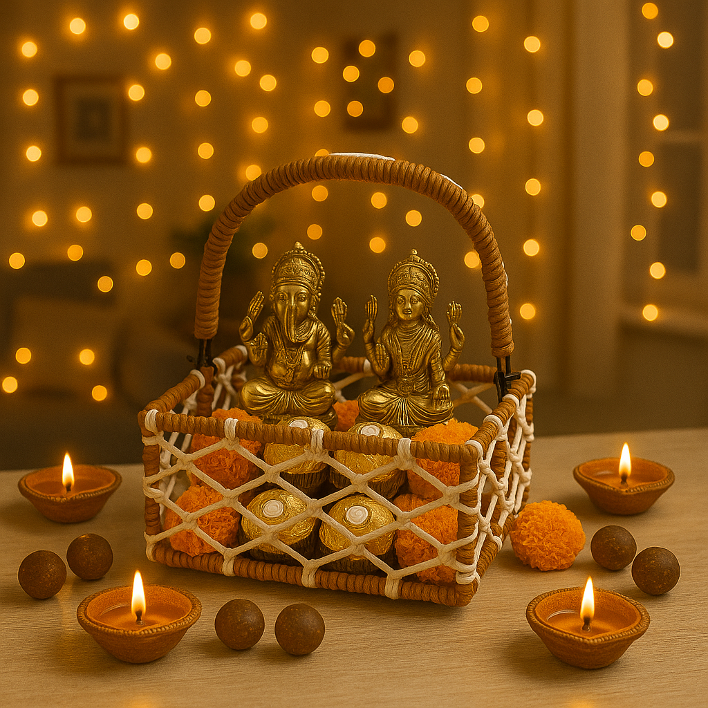 Handcrafted Jute Rope Basket – Rustic Storage & Gift Hamper