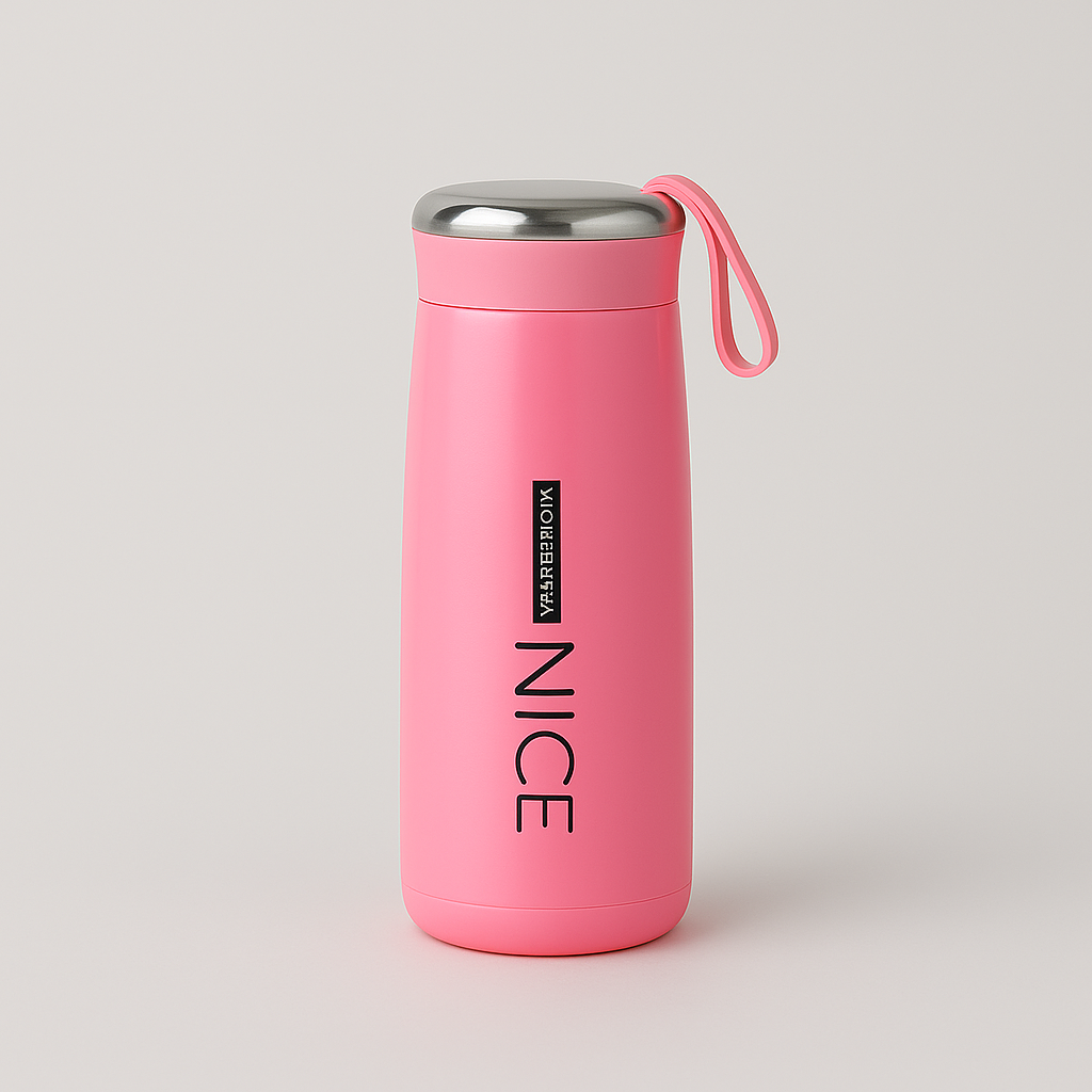 Nice Water Bottle, 400ml Glass Bottle with Silicone Plastic Shell, Leak Proof, BPA Free | Glass Inner Liner | Ideal for School or College
