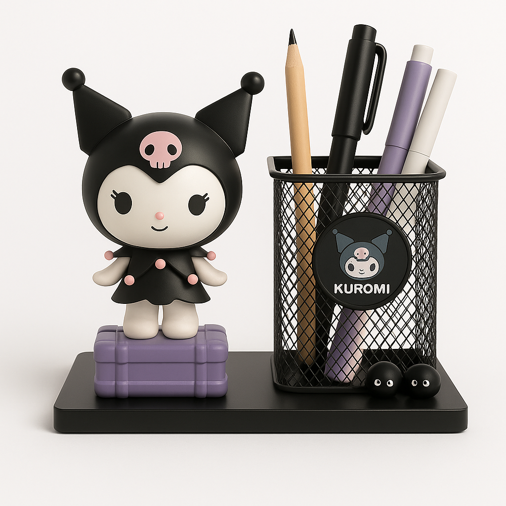 Kuromi Desk Organizer with Cute Pen Holder – Anime Stationery Stand