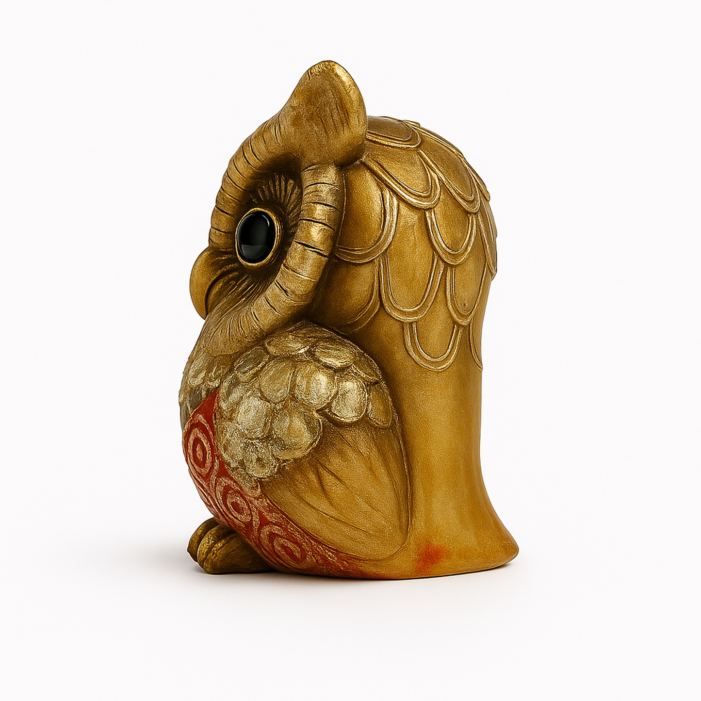 Golden Decorative Owl Figurine - Prosperity & Festive Home Decor Showpiece