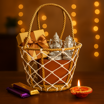 Handcrafted Rope Basket with Handle – Empty Festive Hamper Base