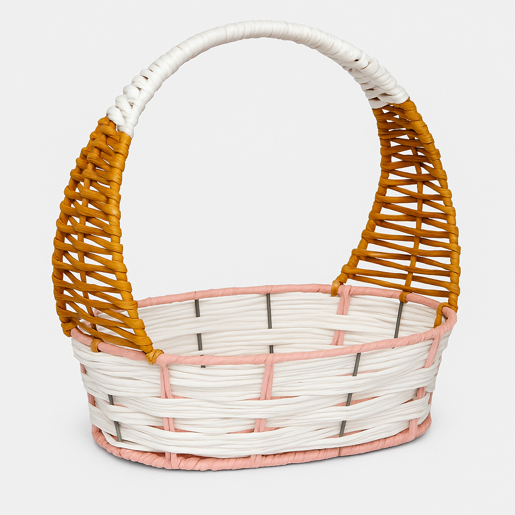 Handcrafted Woven Basket with Handle – Empty Festive Hamper Base