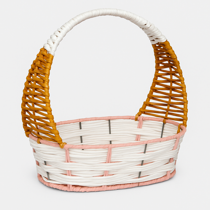 Handcrafted Woven Basket with Handle – Empty Festive Hamper Base