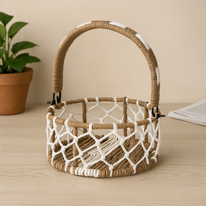 Handcrafted Woven Gift Basket with Handle – Multipurpose Storage & Festive Hamper