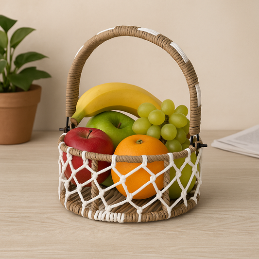 Handcrafted Woven Gift Basket with Handle – Multipurpose Storage & Festive Hamper