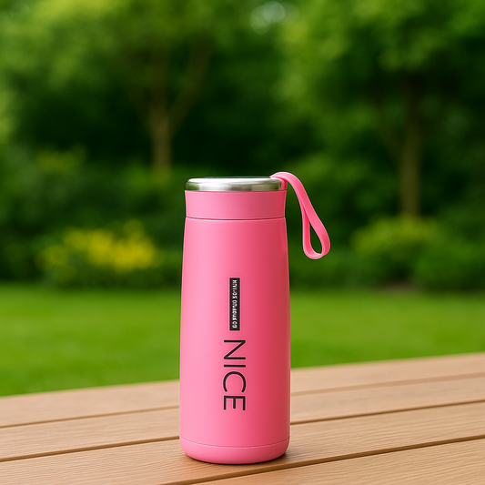 Nice Water Bottle, 400ml Glass Bottle with Silicone Plastic Shell, Leak Proof, BPA Free | Glass Inner Liner | Ideal for School or College