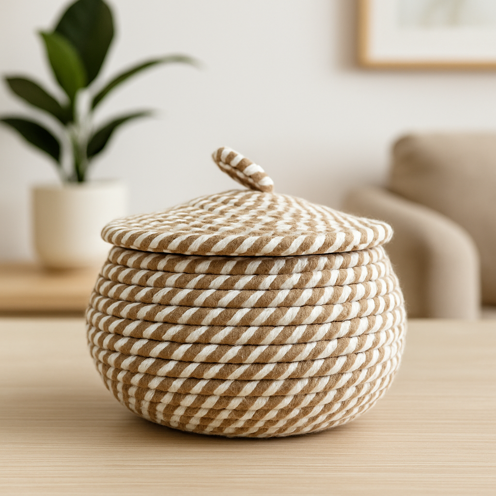 Eco-Friendly Multipurpose Woven Basket with Lid – Stylish Storage Solution