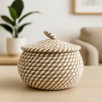 Eco-Friendly Multipurpose Woven Basket with Lid – Stylish Storage Solution