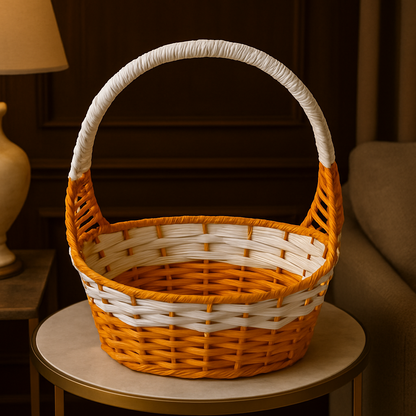 Handcrafted Open Woven Basket with Handle – Multipurpose Hamper Base