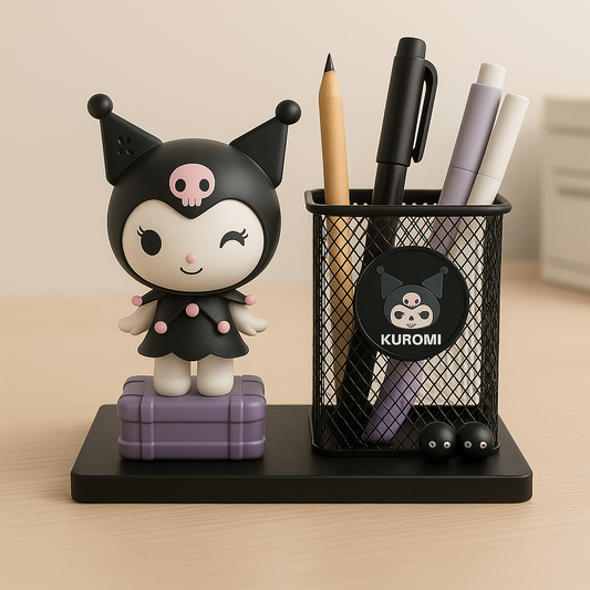 Kuromi Desk Organizer with Cute Pen Holder – Anime Stationery Stand