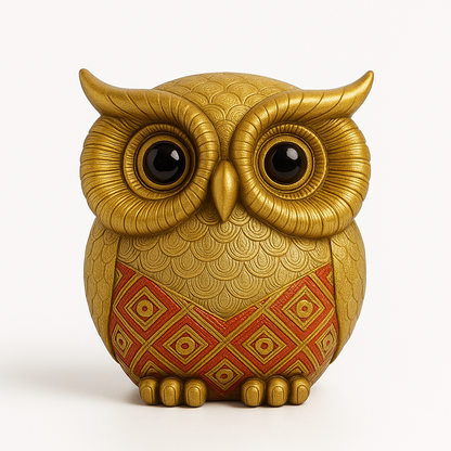 Golden Decorative Owl Figurine - Prosperity & Festive Home Decor Showpiece